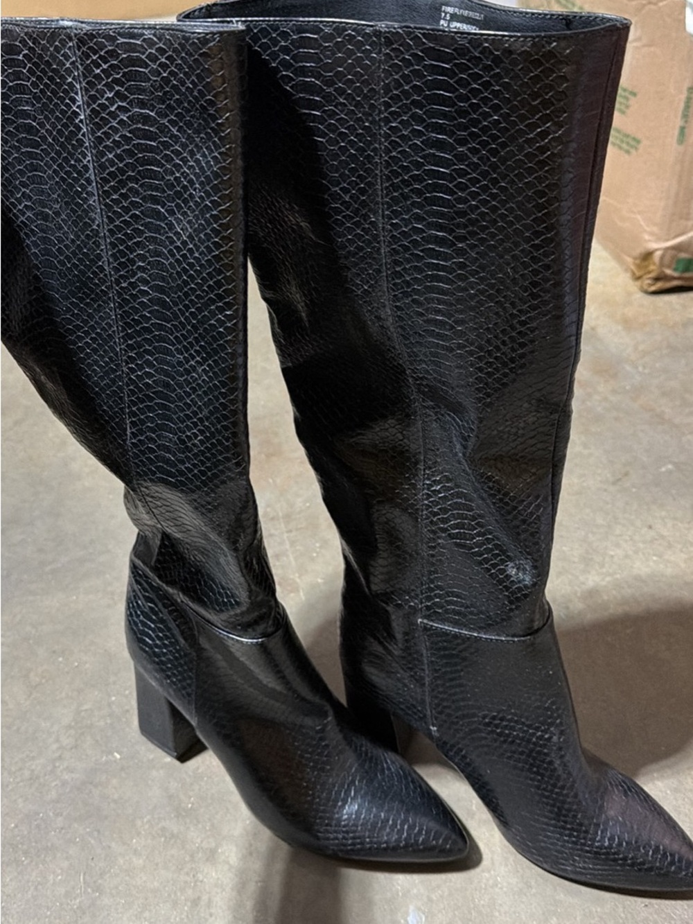 Steve Madden Black Snake-Embossed Over-the-Knee Boots